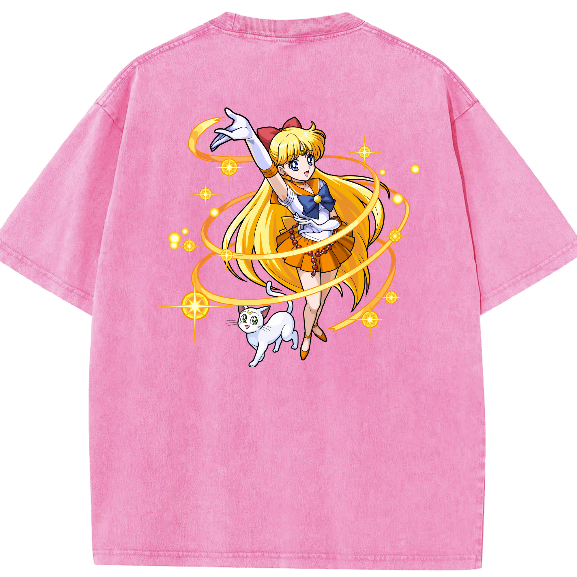 （画像用） 美少女戦士セーラームーン 愛野 美奈子 あいの みなこ Sailor Moon Aino Minako 綿100% ヴィンテージ風 半袖Tシャツ（背面プリント）